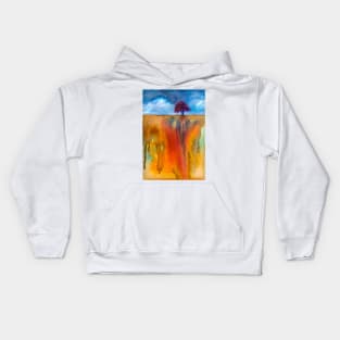 Watercolor abstract landscape and single tree Kids Hoodie